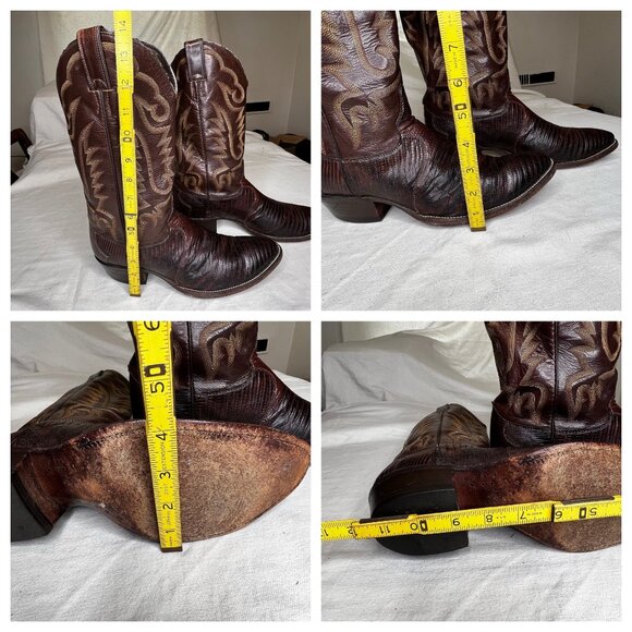JUSTIN Brown Lizard Skin Leather Cowboy Boots Mens Size 10.5 D Style 8308 - Picture 12 of 16